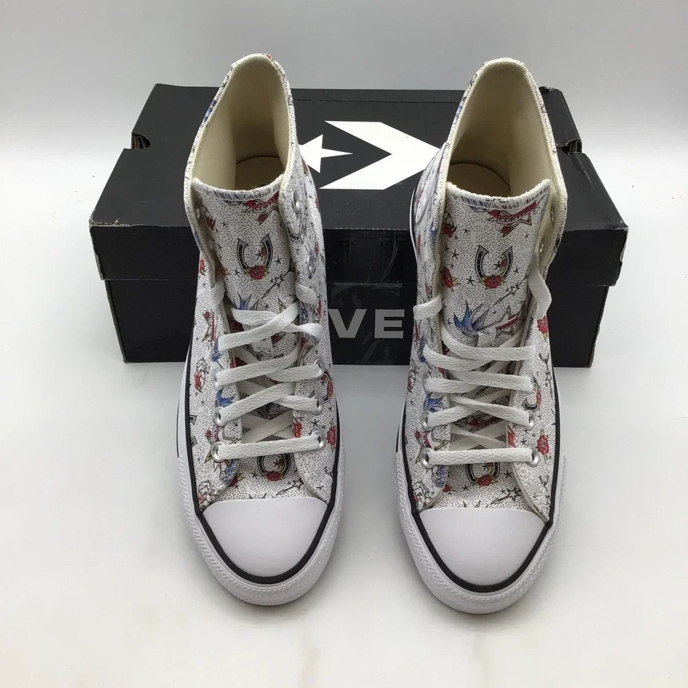 Converse Chuck Taylor All Star Tattoo Art High Top White A17212F Mens 7.5 NEW - Picture 3 of 6